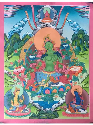 Goddess Green Tara Thangka (Brocadeless Thangka)