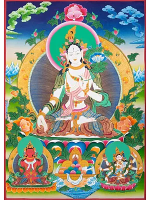 Goddess White Tara (Brocadeless Thangka)