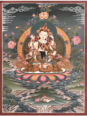Vajrasattva Yab Yum Thangka (Brocadeless Thangka)