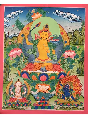 Goddess Manjushree (Brocadeless Thangka)