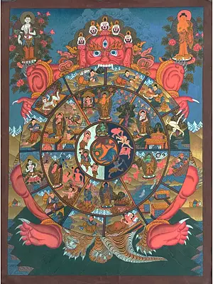 Wheel of Life Thangka (Brocadeless Thangka)