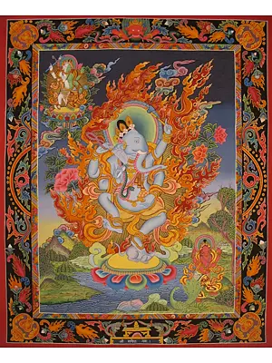 Dancing Ganesha (Brocadeless Thangka)