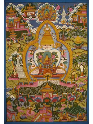 Buddha Stuppa Also known as Chaitya (Brocadeless Thangka)