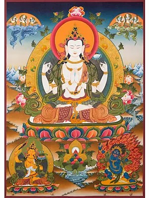 Chengrizig - The Manefestation of Buddhas Compassion (Brocadeless Thangka)