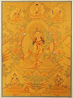Goddess White Tara Thangka (Brocadeless Thangka)