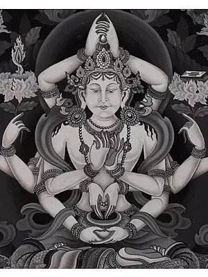 Arya Manjushree Namsangiti the Boddhisattva who Helps You Develop Buddha Nature Thangka (Brocadeless Thangka)
