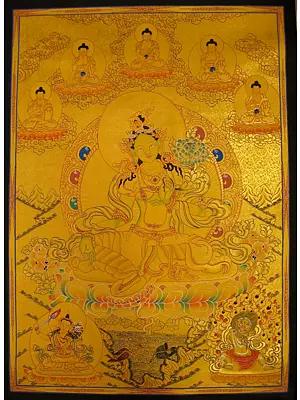 Green Tara Thangka (Brocadeless Thangka)