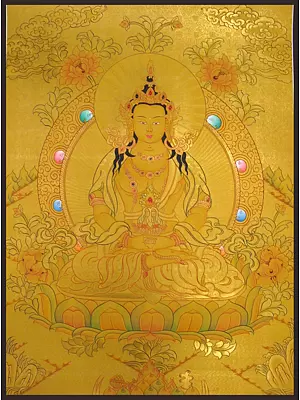 Amitayus Thangka Popularly known as Apramita (Brocadeless Thangka)