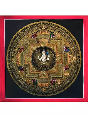 Chengrezig Mandala Thangka (Brocadeless Thangka)
