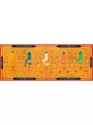 Five Buddhas Thangka (Brocadeless Thangka)