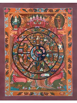 Wheel of Life Thangka (Brocadeless Thangka)