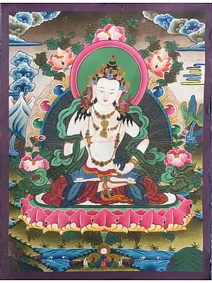 Vajrasattva Thangka (Brocadeless Thangka)