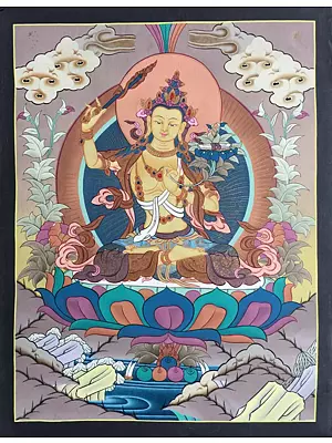 Manjushri Thangka Painting (Brocadeless)