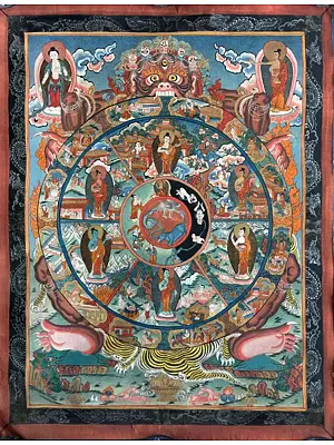 Wheel of Life Thangka (Brocadeless Thangka)