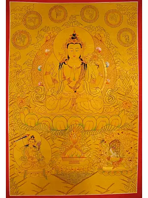 Chengrezig Thangka (Brocadeless Thangka)