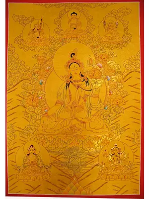 White Tara Thangka (Brocadeless Thangka)