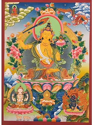 Goddess Manjushri (Brocadeless Thangka)