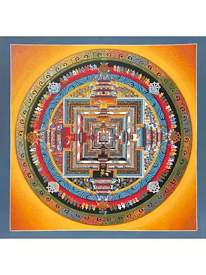 Fine Quality Kalchakra Mandala Thangka (Brocadeless Thangka)