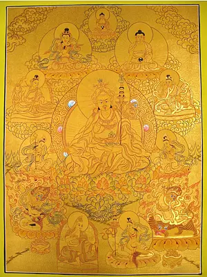 Padmasambhava Thangka Popurly Known as Guru Rinpoche (Brocadeless Thangka)