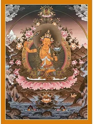 Manjushree Wisdom Bodhisattva a Manifestation of the Buddha's Wisdom (Brocadeless Thangka)