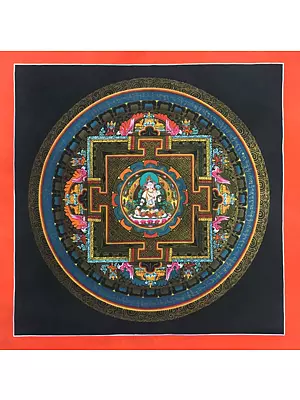 White Tara Mandala Thangka (Brocadeless Thangka)