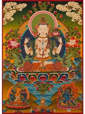 Chengrezig | Avalokiteshvara  Thangka (Brocadeless Thangka)