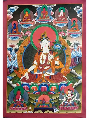 Goddess White Tara Thangka (Brocadeless Thangka)