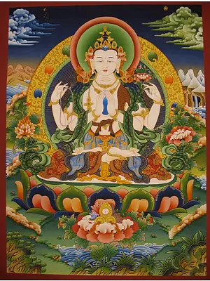 4 Armed Chenrezig (Brocadeless Thangka)