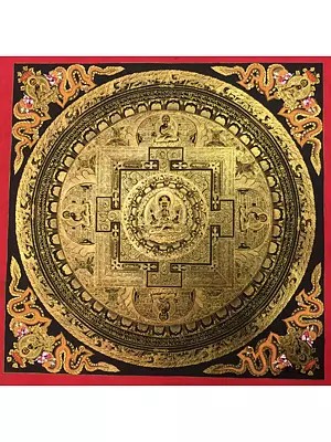 Chengrizig Mandala with 24k Gold Work (Brocadeless Thangka)
