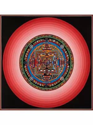 Kalachakra Mandala with Halo (Brocadeless Thangka)