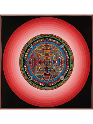 Way Of Life with Halo (Brocadeless Thangka) | 24K Gold, Gouache & Acrylic Color On Cotton Canvas