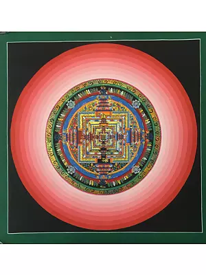Kalachakra Mandala with Halo (Brocadeless Thangka)