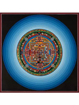 Kalachakra Mandala with Halo (Brocadeless Thangka)