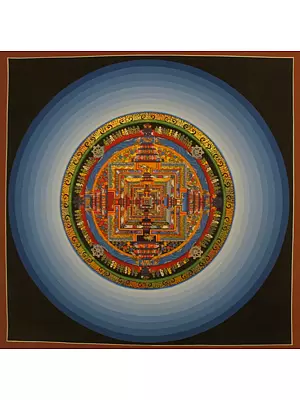 Life chakra Mandala with Halo (Brocadeless Thangka)