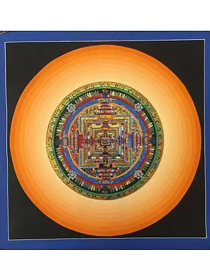 Kalachakra Mandala with Halo (Brocadeless Thangka)