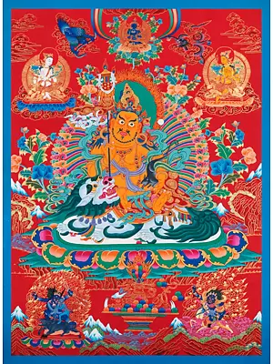 Red Dzambala Thangka (Brocadeless Thangka)