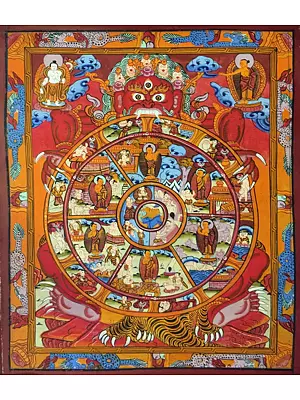 Small Wheel of Life  Thangka (Brocadeless Thangka)