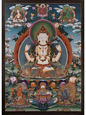 Chengrezig Thangka (Brocadeless Thangka)