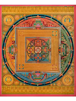 Masterpiece Dharmadhatu Mandala with Very Heavy Gold Work (Brocadeless Thangka)