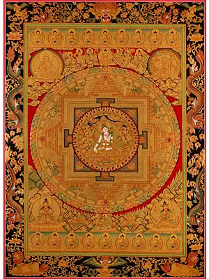 Big White Tara Mandala (Brocadeless Thangka)