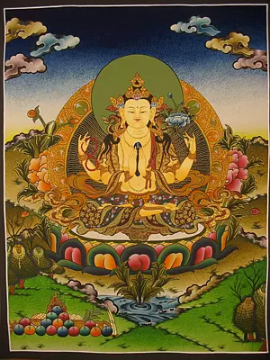 Chengrezig (Brocadeless Thangka)