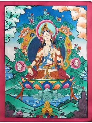 White Tara Thangka (Brocadeless Thangka)