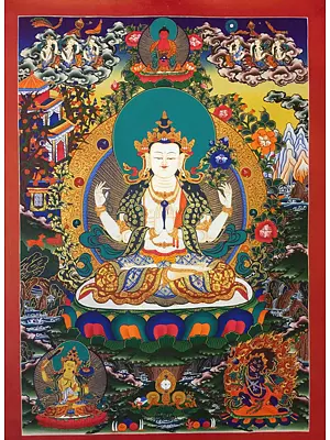 Chengrezig (Brocadeless Thangka)