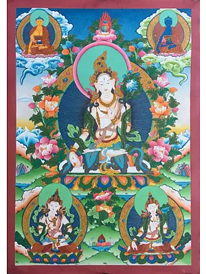 White Tara Thangka (Brocadeless Thangka)