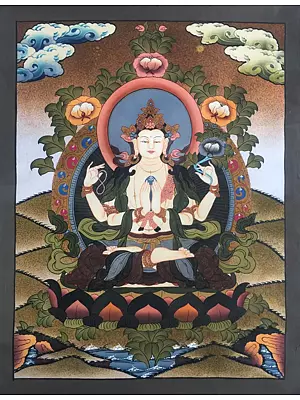 Avalokiteshvara | Chenrezig Thangka (Brocadeless Thangka)