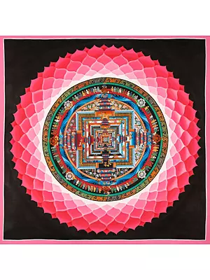 Kalachakra Mandala with Lotus (Brocadeless Thangka)
