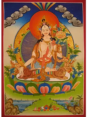 Goddess White Tara (Brocadeless Thangka)