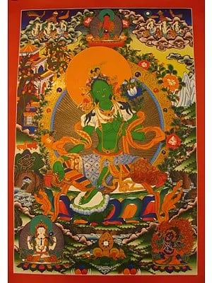 Goddess Green Tara (Brocadeless Thangka)