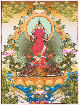 Amitayus Thangka (Brocadeless Thangka)