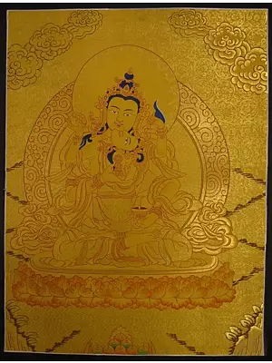 Vajrasattva Shakti Thangka (Brocadeless Thangka)